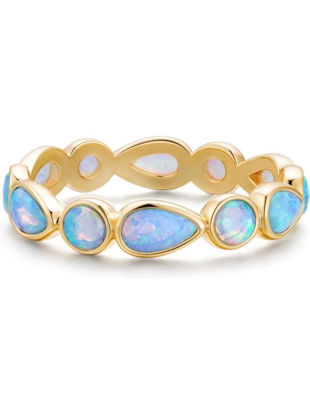 14K Gold Filled Women's Eternity Band Ring, Bezel Set, Elegant Stackable Jewelry